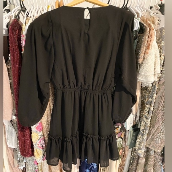 Flying Tomato Black Long Sleeve Ruffle Mini Dress Size Small 🖤 - Picture 3 of 5